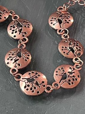 Copper Openwork Lazer Cut Bird Motif Medallion Bracelet - Women's 7”  Bracelet